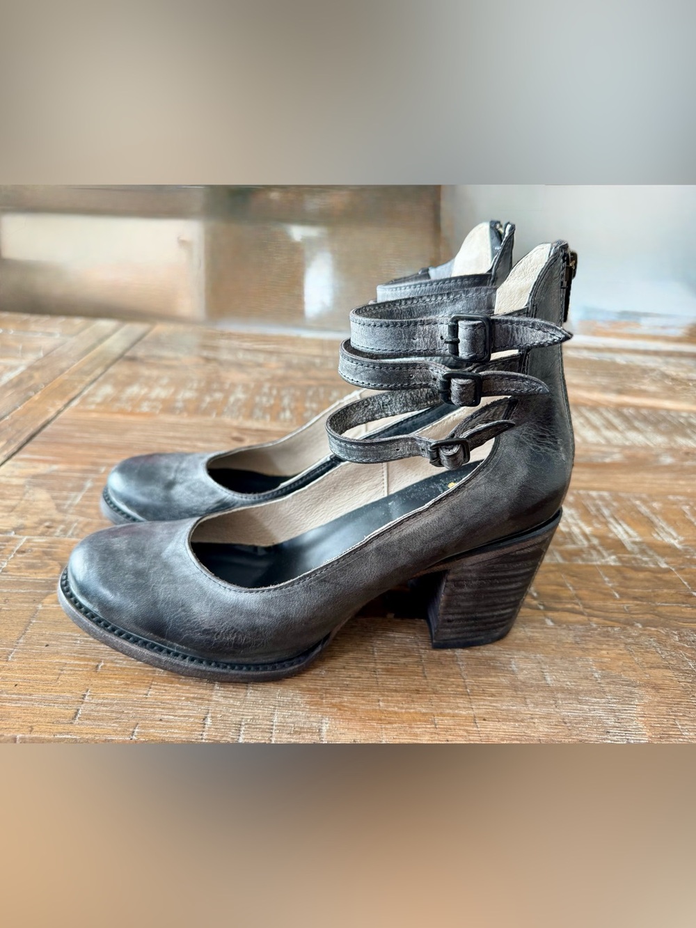 New Women’s Freebird by Steven Randi Leather Block Heel Shoes, Size 10